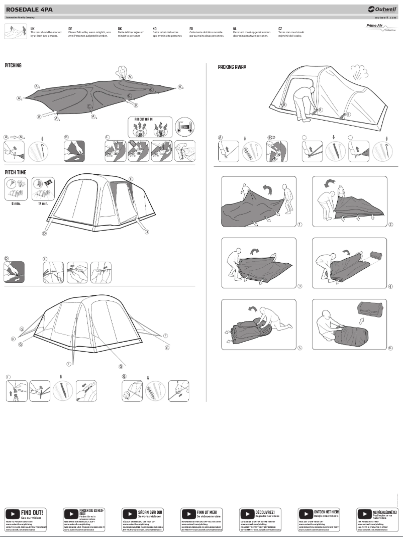 Page 1 de la notice Guide d'installation Outwell Rosedale 4PA