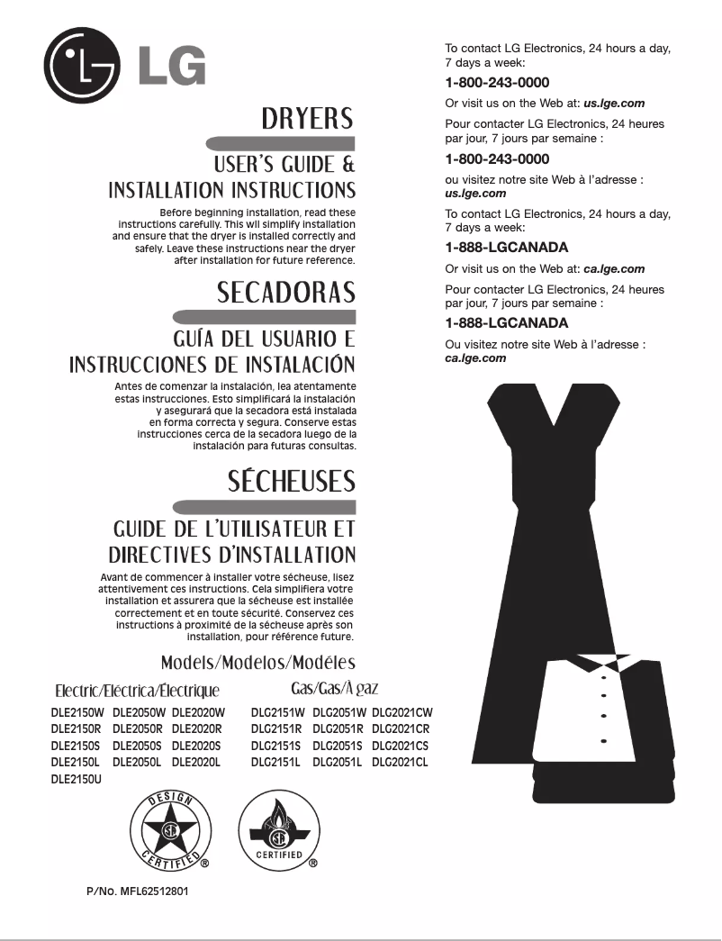 Página 1 del manual Manual de usuario LG DLE2050W