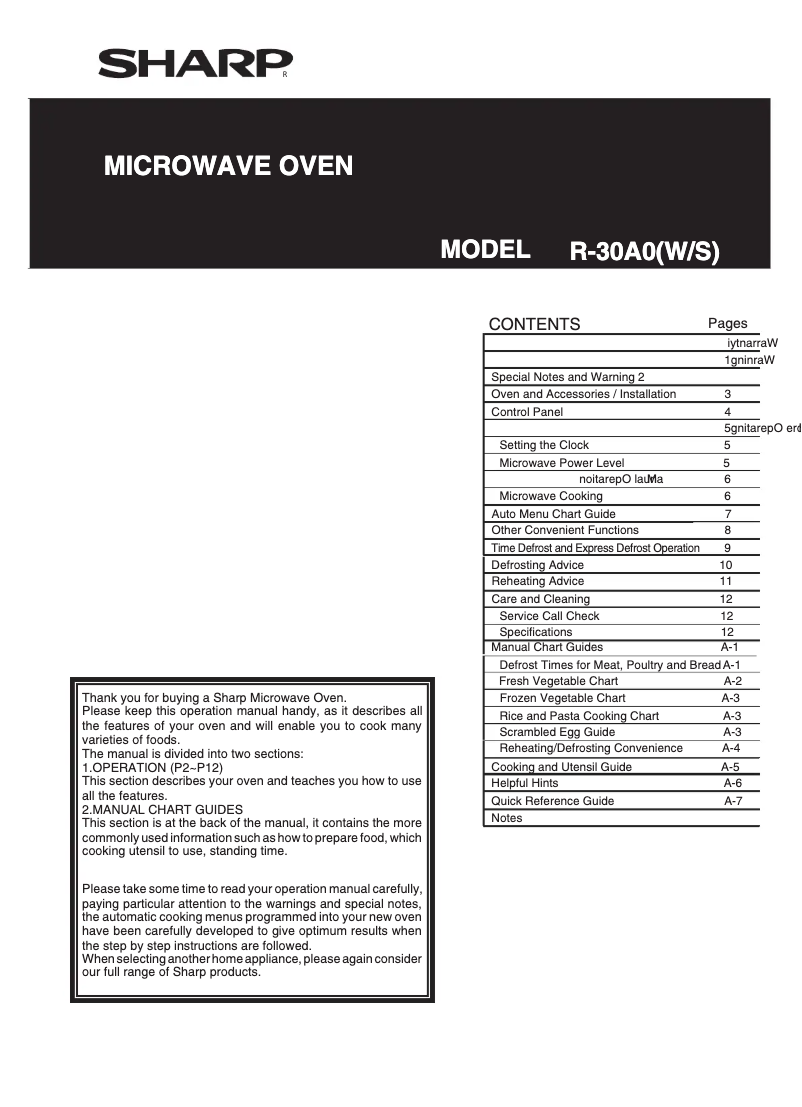Página 1 del manual Manual de usuario Sharp R-30A0W