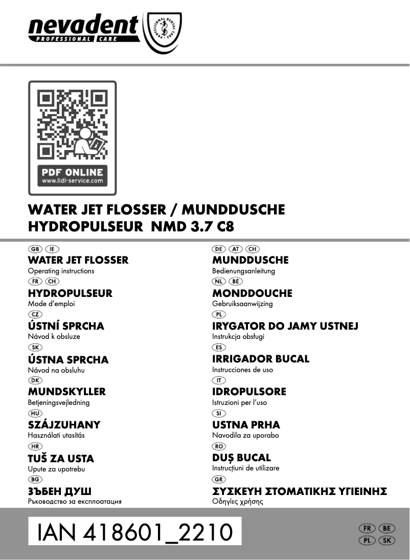Page 1 de la notice Manuel utilisateur Nevadent NMD 3.7 C8