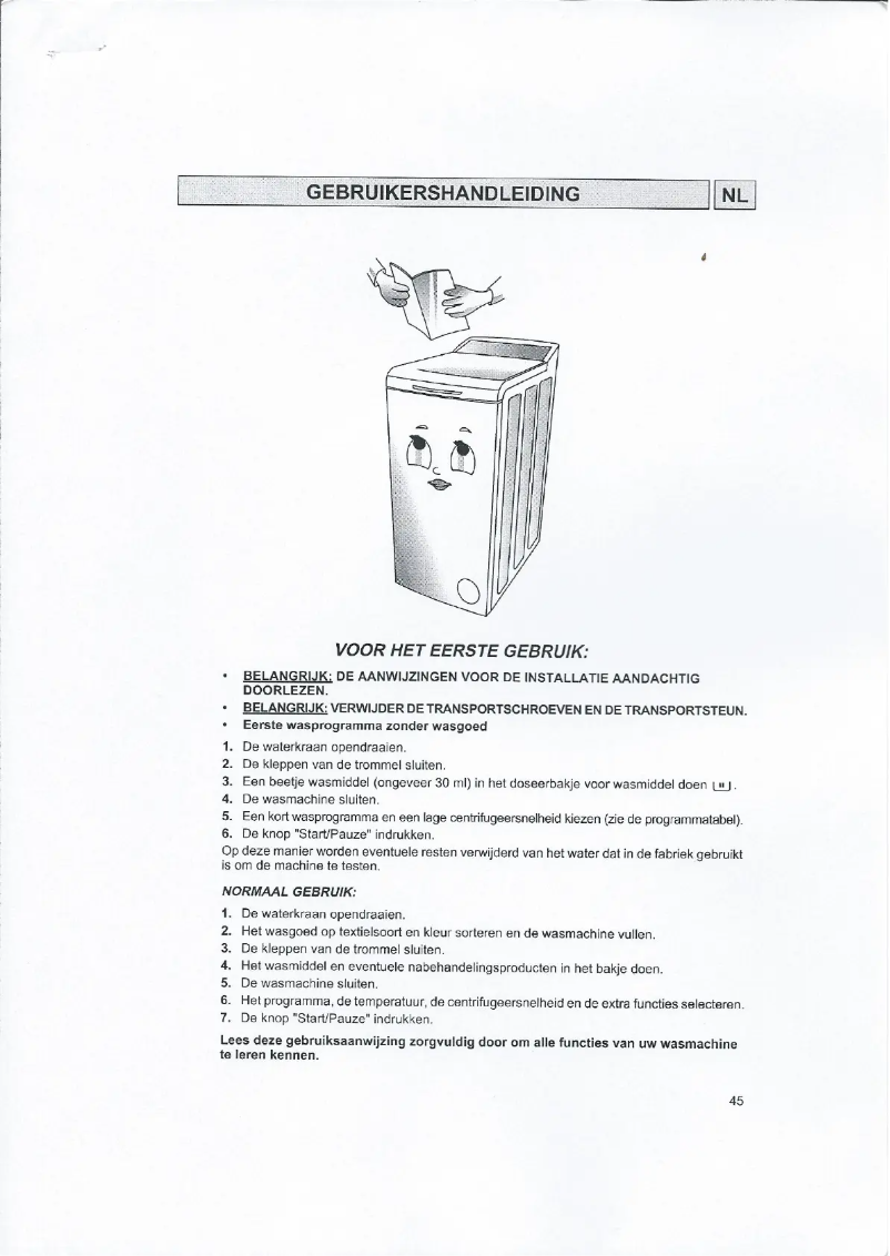Page 1 de la notice Manuel utilisateur Bauknecht WATE Symphony Dynamic Sense