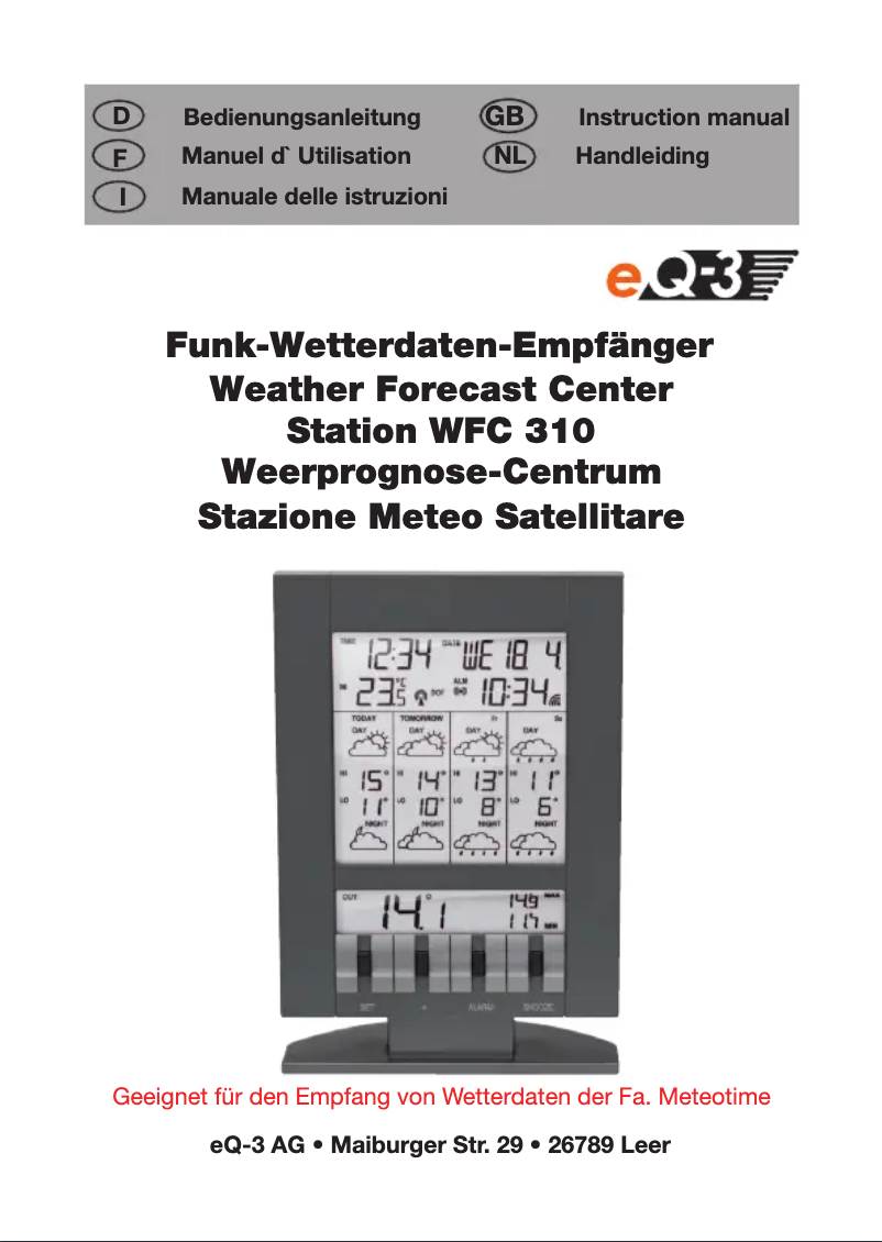 Page 1 de la notice Manuel utilisateur eQ-3 WFC 310