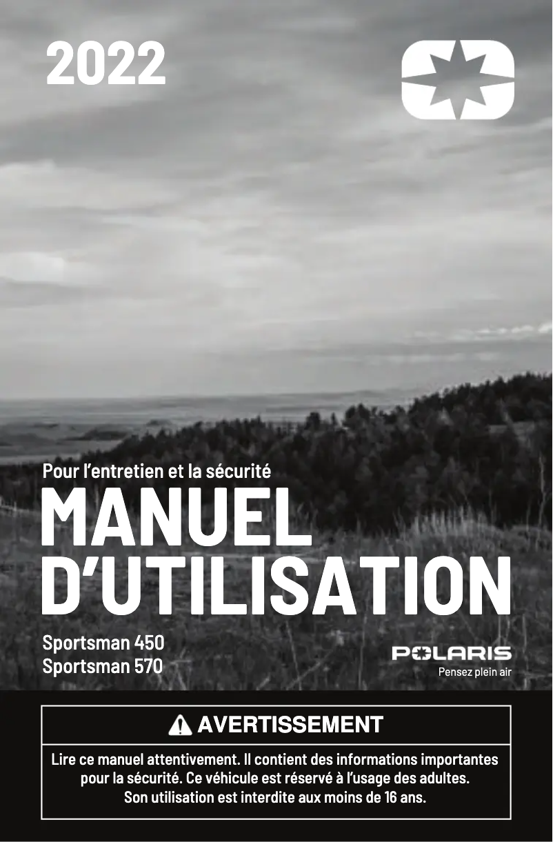 Page n°1 - Manuel utilisateur Polaris Sportsman 570 Utility HD (2022)