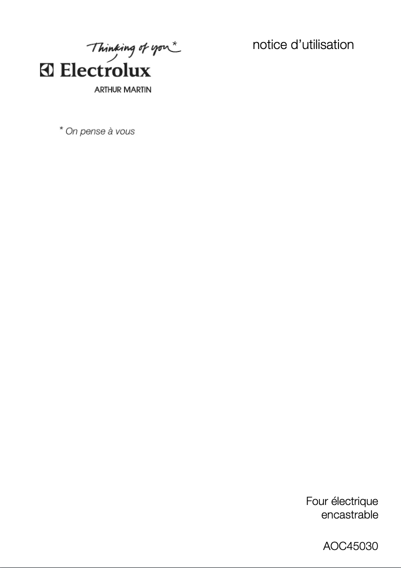 Page n°1 - Manuel utilisateur Arthur Martin-Electrolux AOC45030