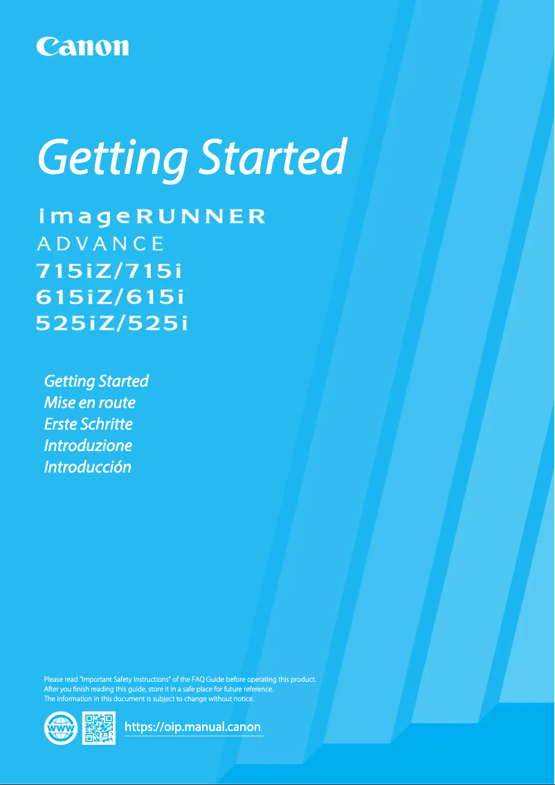 Image de la première page du manuel de l'appareil imageRUNNER ADVANCE 615iZ
