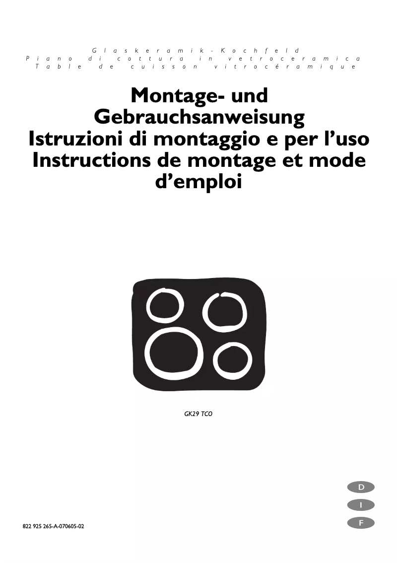 Page 1 de la notice Manuel utilisateur Electrolux GK29TCO