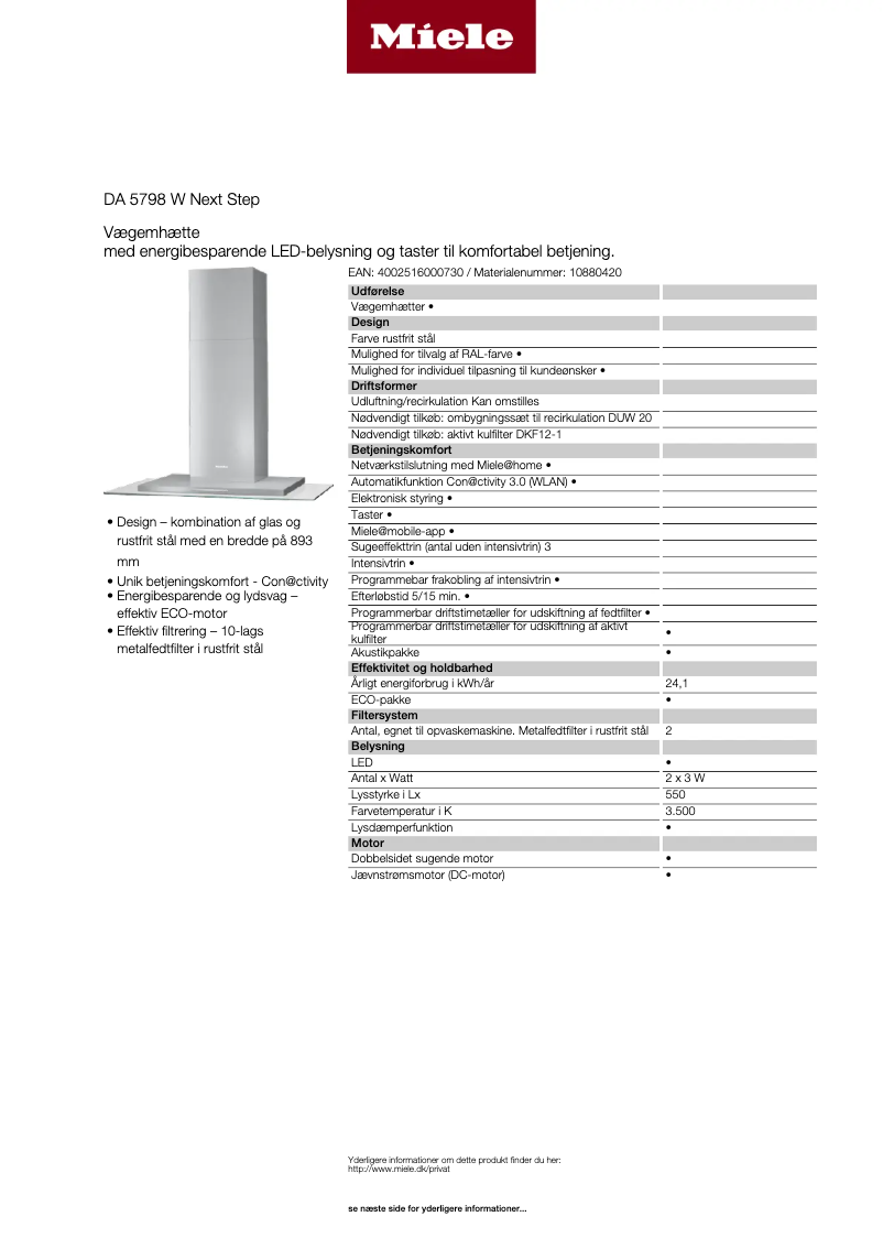 Image de la première page du manuel de l'appareil DA 5798 W Next Step