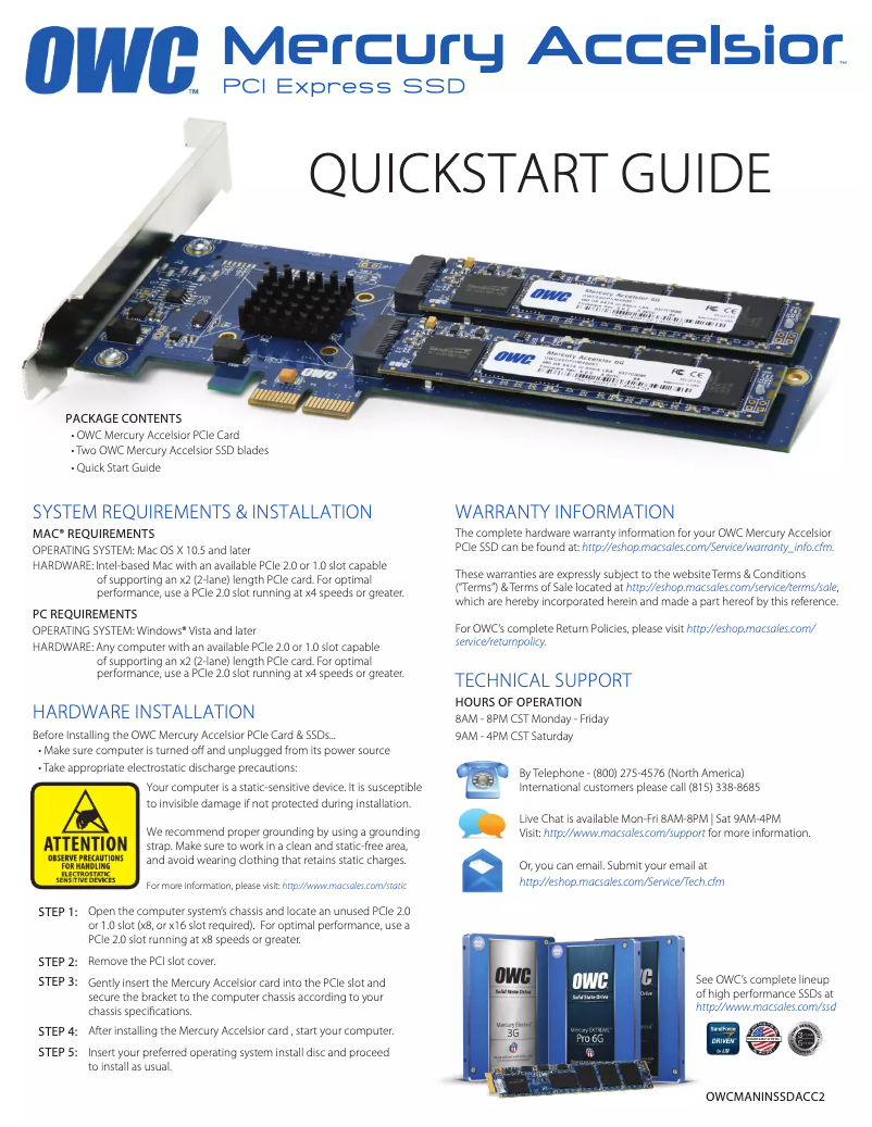 Page n°1 - Manuel utilisateur OWC Mercury Accelsior