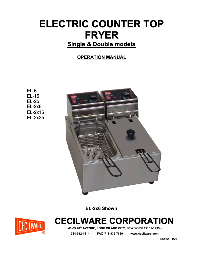 Page n°1 - Manuel utilisateur Cecilware EL-25
