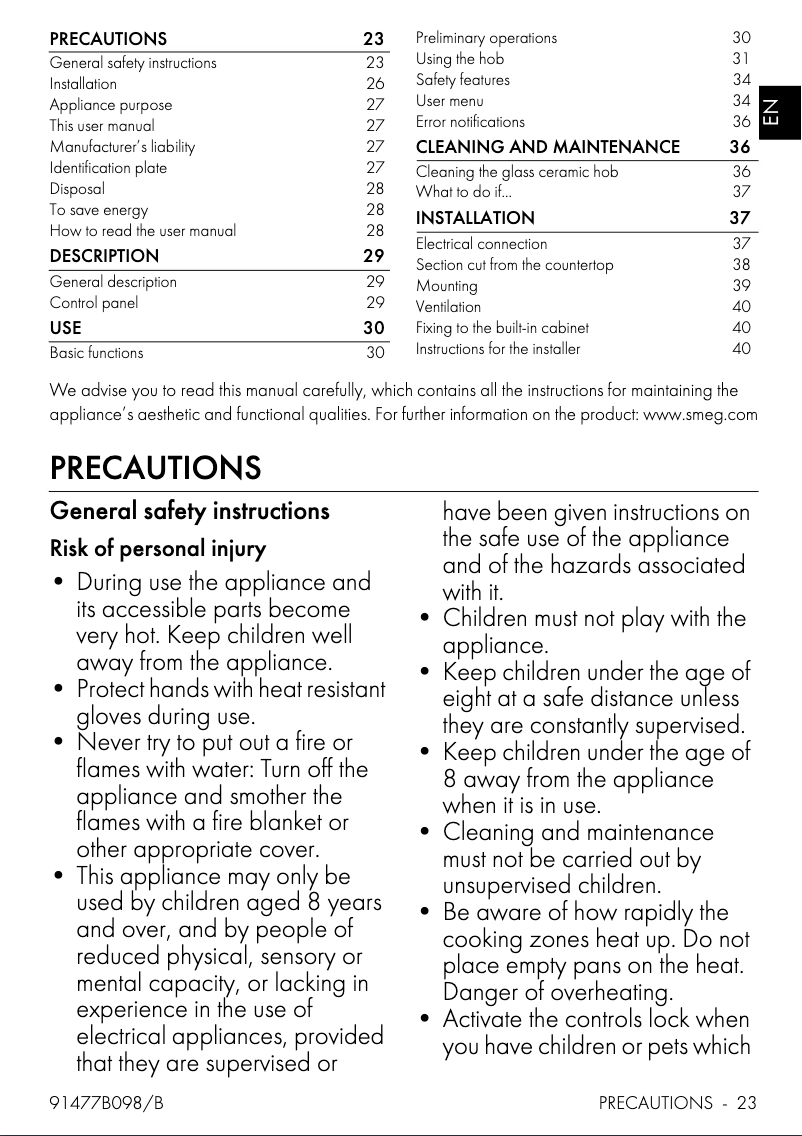Page n°1 - Manuel utilisateur Smeg SI5643D1