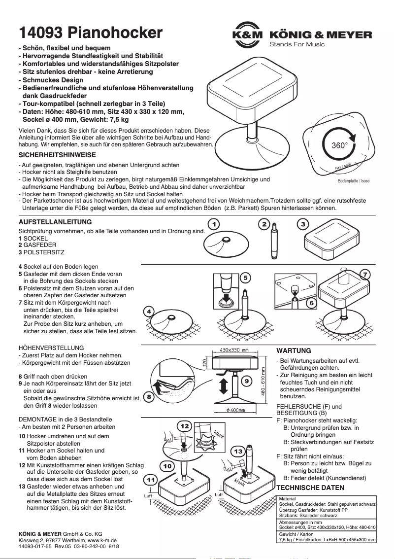 Page 1 de la notice Manuel utilisateur Konig & Meyer 14093