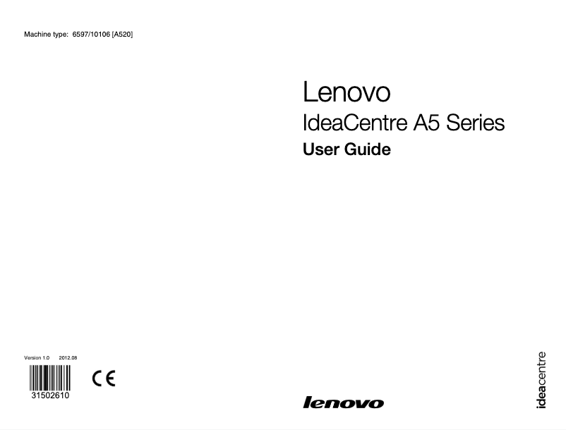 Page n°1 - Manuel utilisateur Lenovo IdeaCentre A520