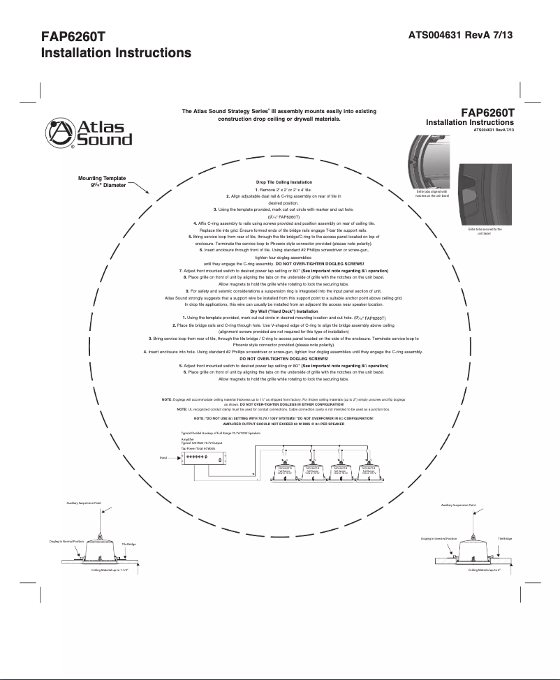 Page 1 de la notice Manuel utilisateur Atlas FAP6260T