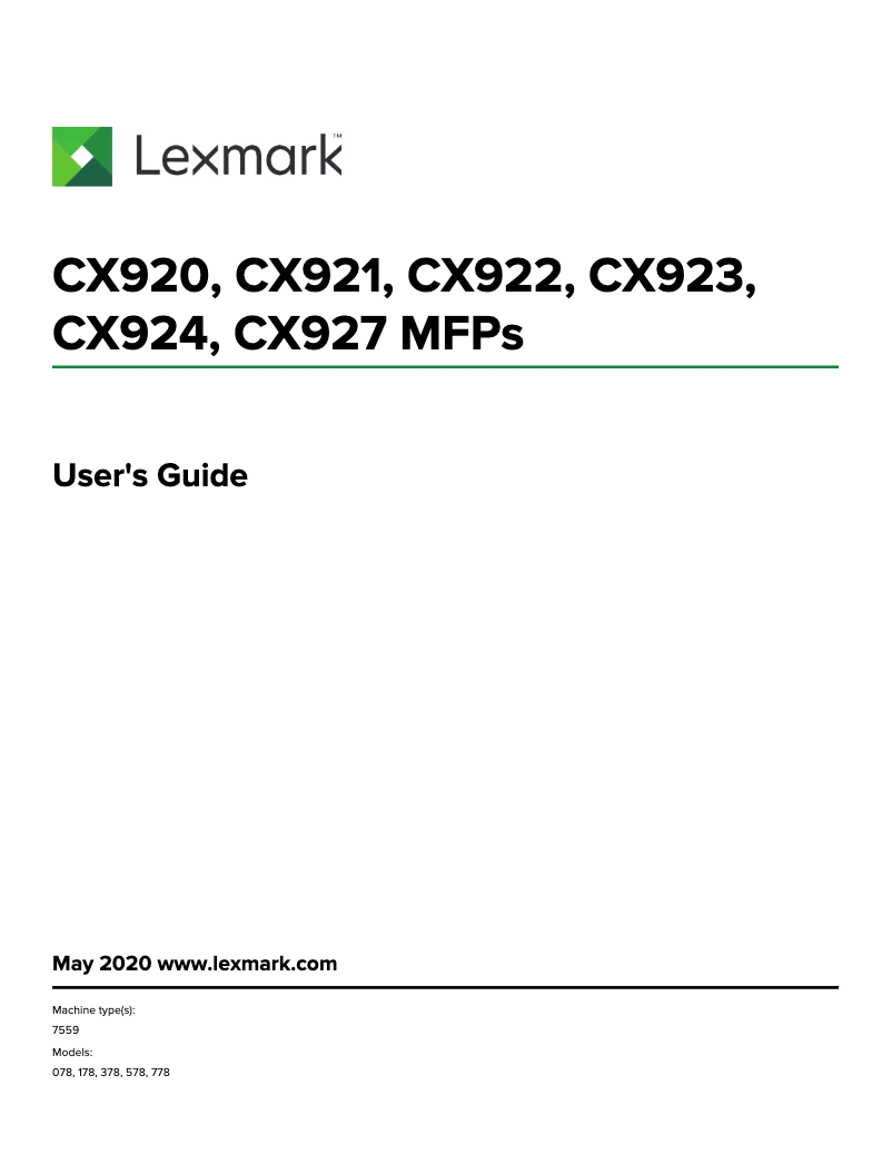 Page 1 de la notice Manuel utilisateur Lexmark CX921
