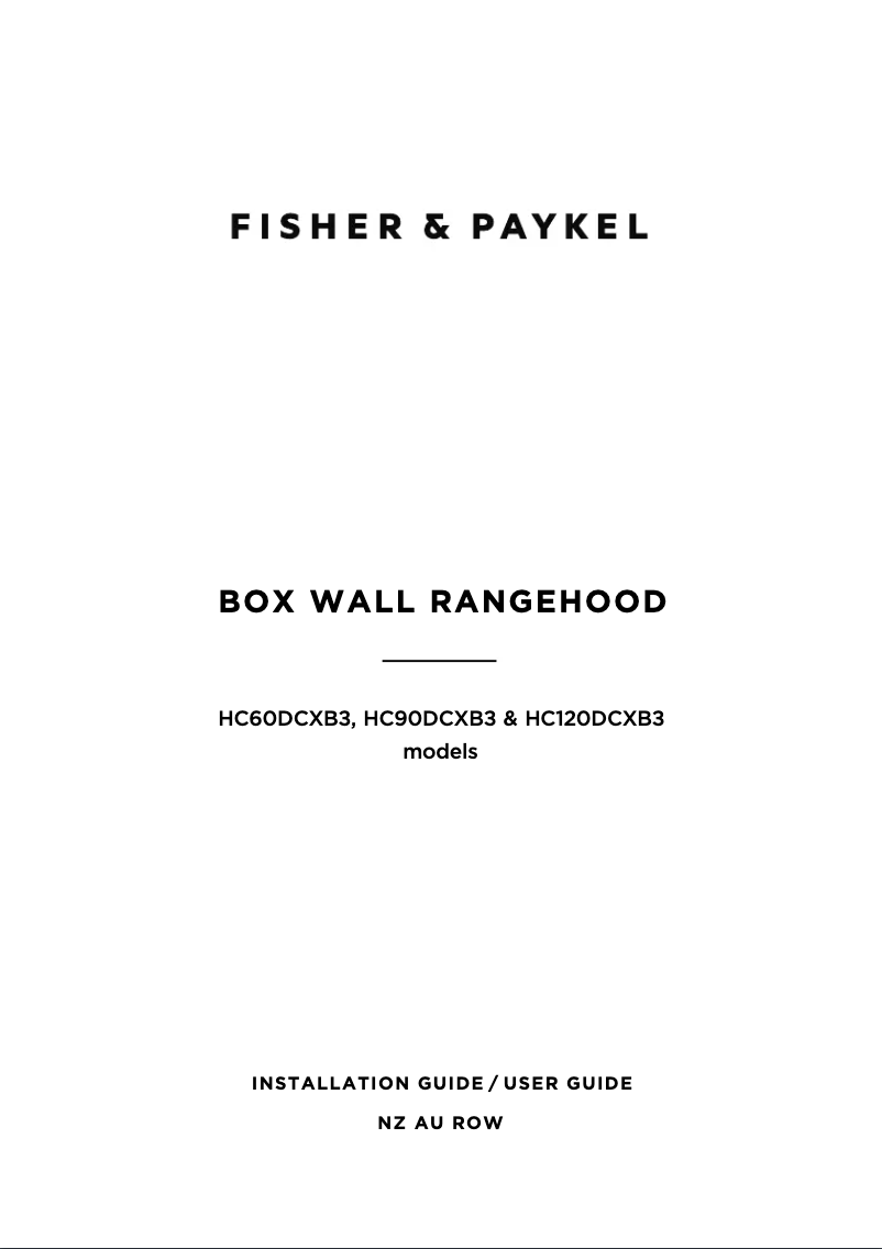 Page 1 de la notice Guide d'installation Fisher & Paykel HC90DCXB3