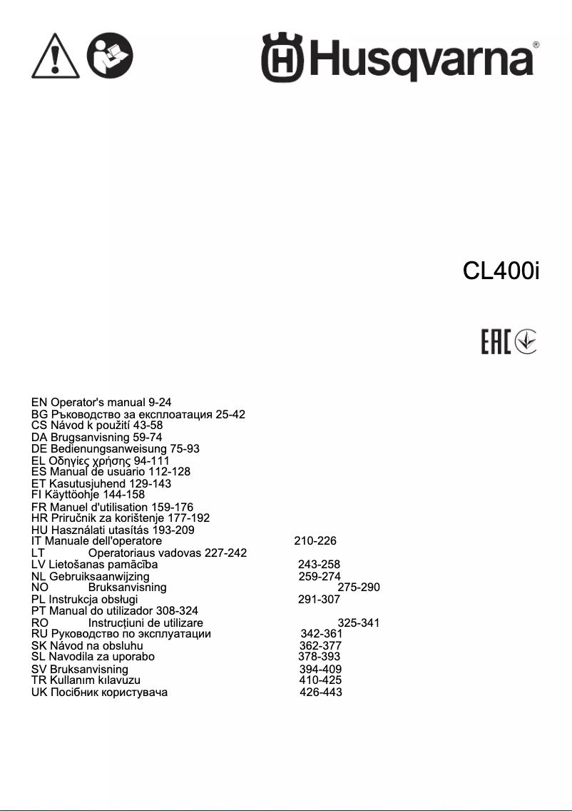 Page n°1 - Manuel utilisateur Husqvarna CL400i