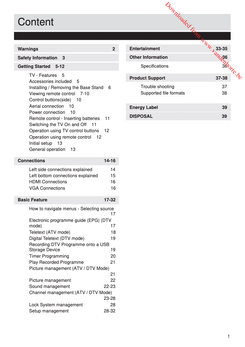 Page 1 de la notice Manuel utilisateur JVC LT-32HG82U