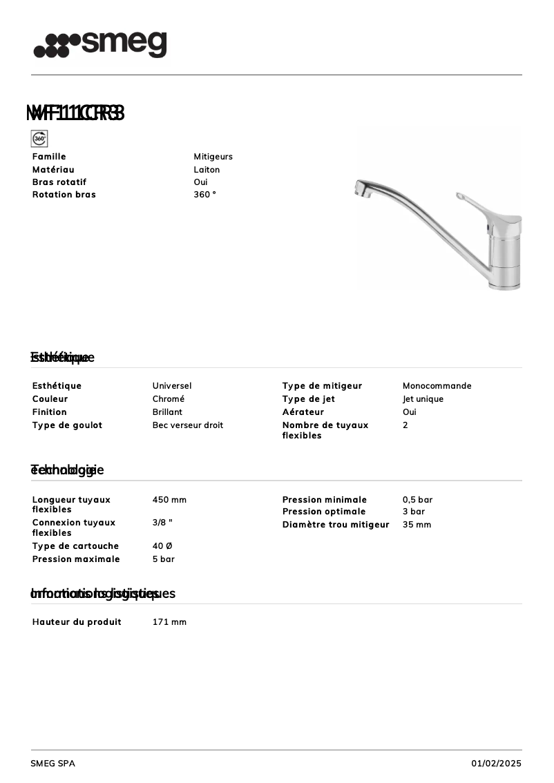 Page 1 de la notice Manuel utilisateur Smeg MF11CR3