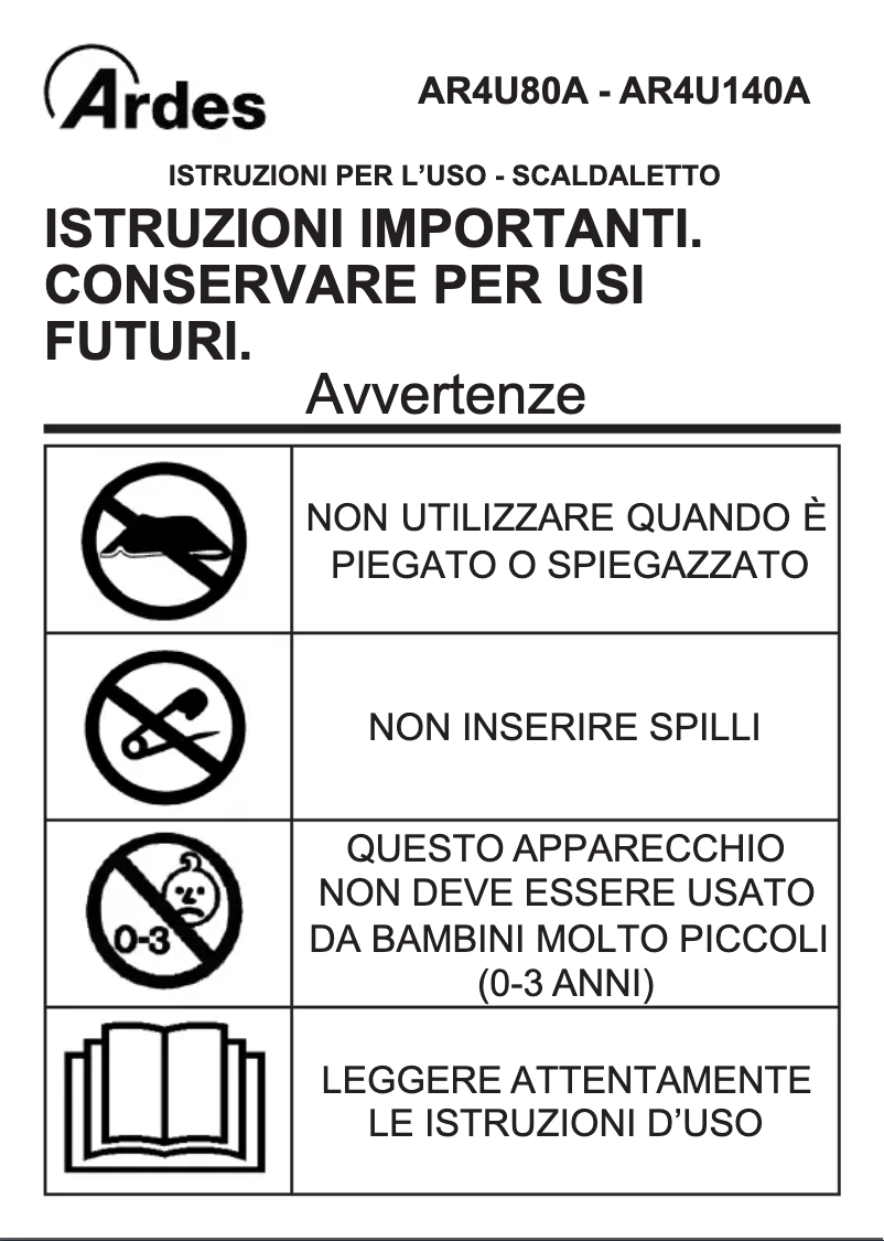 Page 1 de la notice Manuel utilisateur Ardes AR4U80A