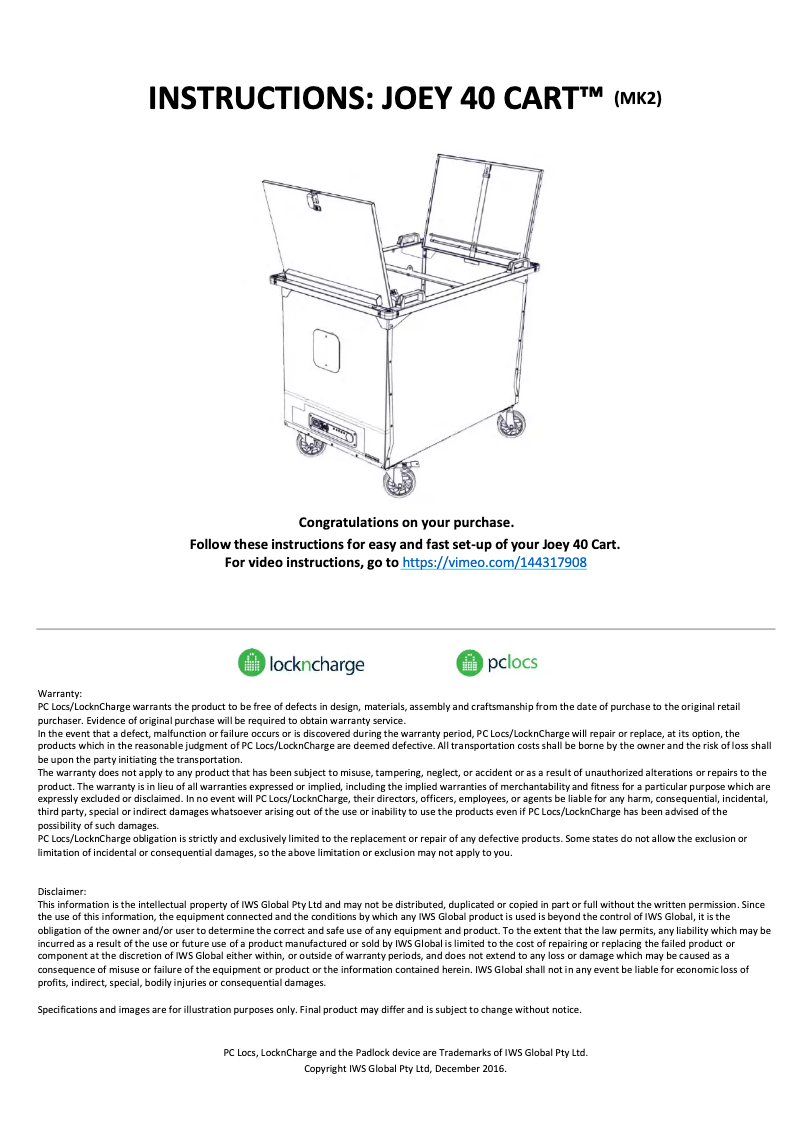 Page n°1 - Manuel utilisateur Lockncharge Joey 40