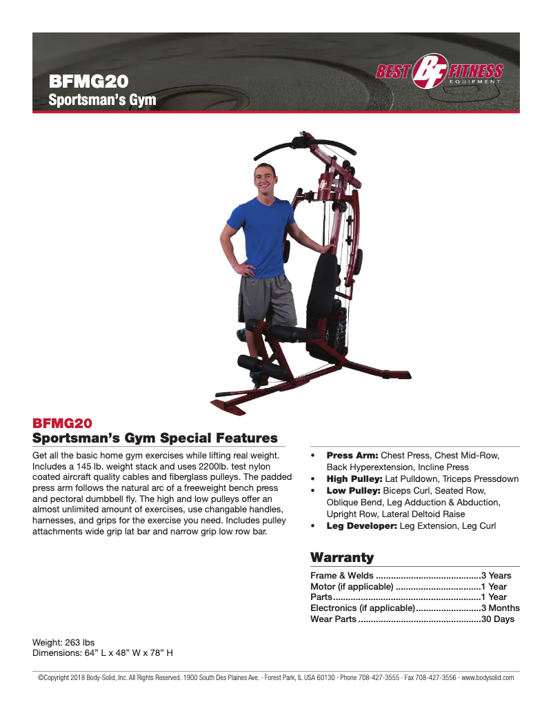 Page n°1 - Fiche technique Best Fitness BFMG20