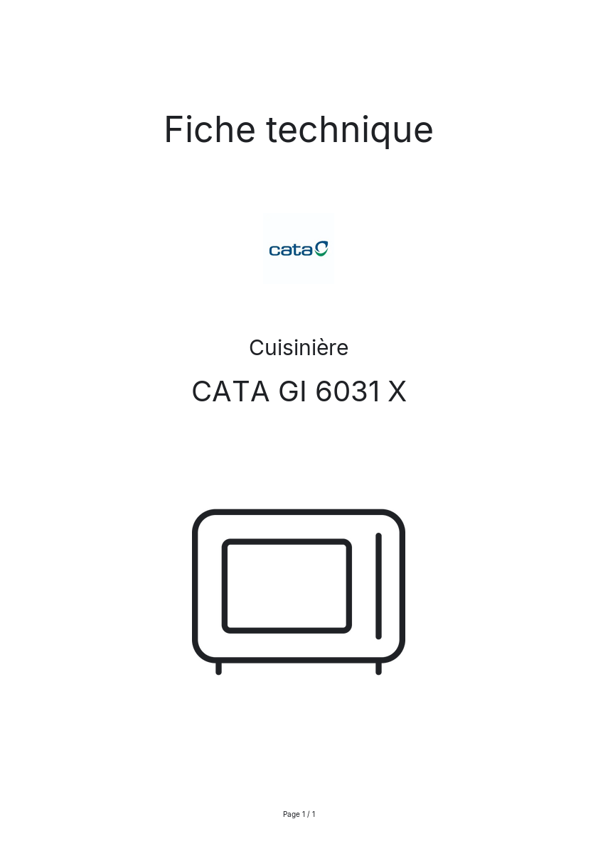 Page n°1 - Fiche technique CATA GI 6031 X