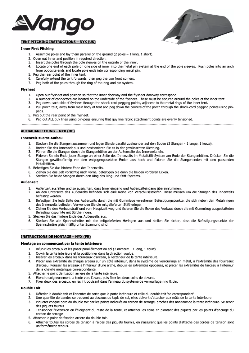 Image de la première page du manuel de l'appareil Nyx 300