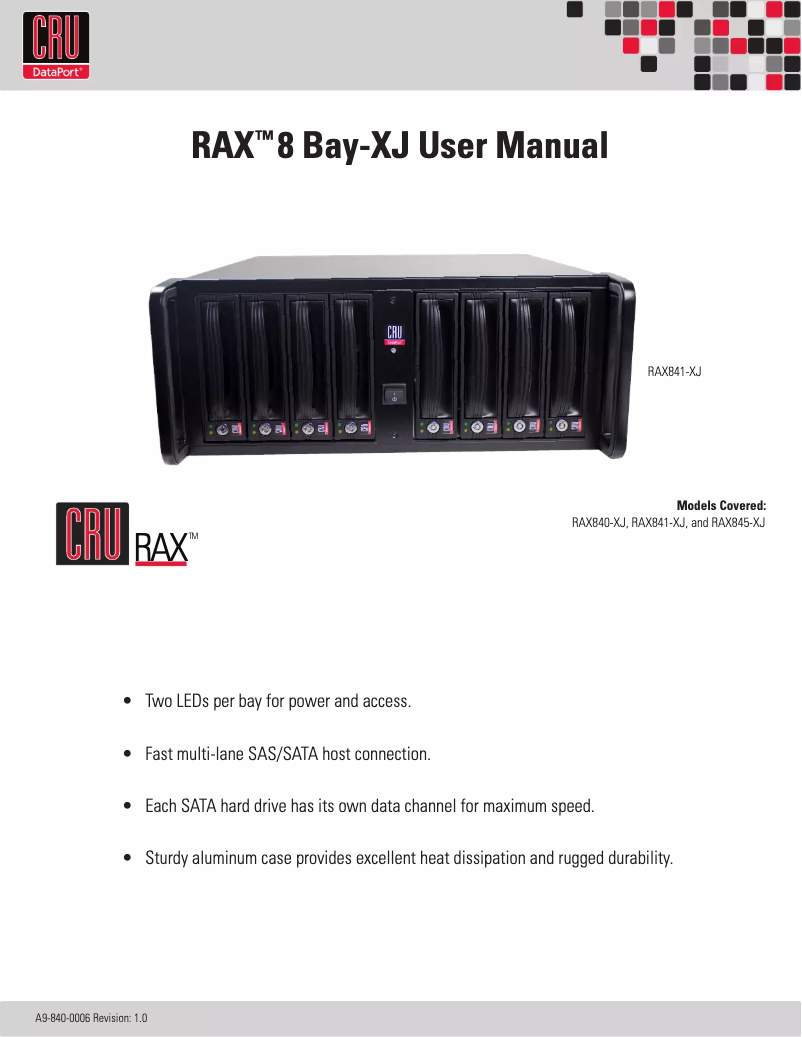 Page 1 de la notice Manuel utilisateur CRU RAX845-XJ