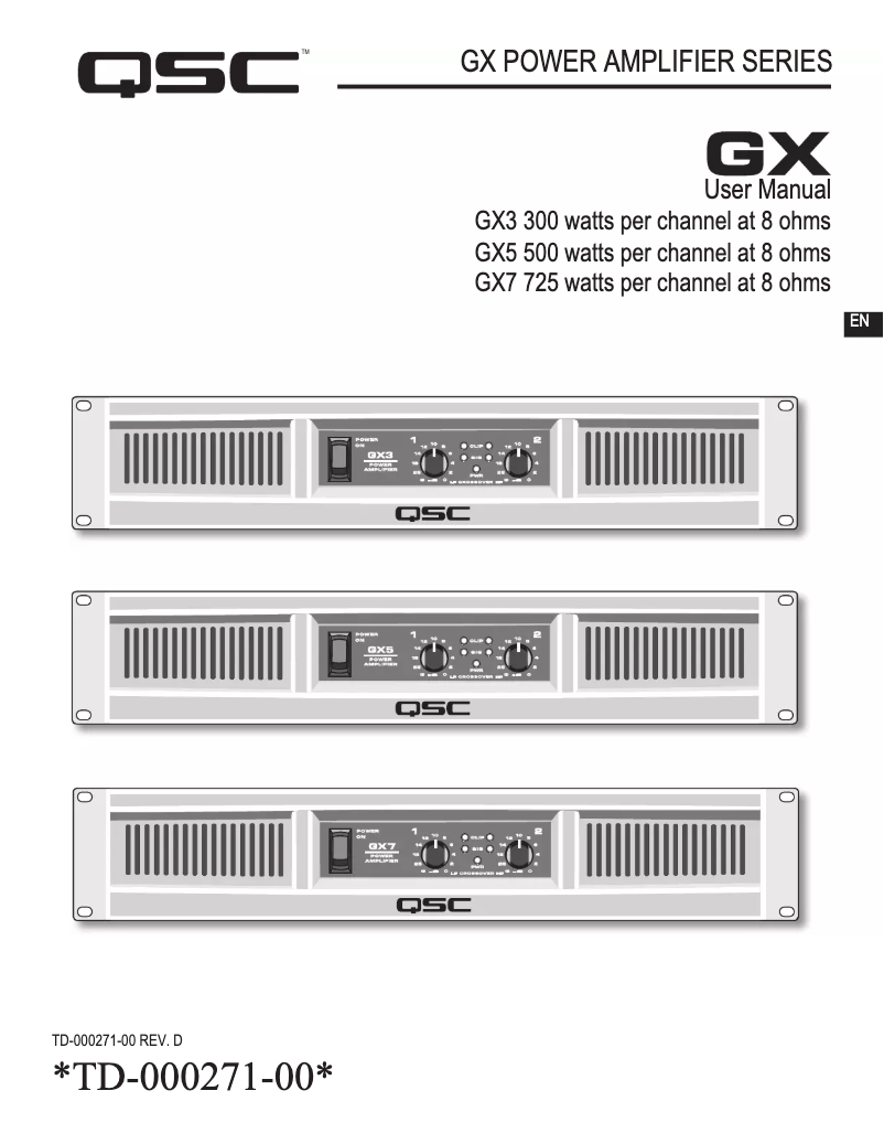 Page 1 de la notice Manuel utilisateur QSC GX5
