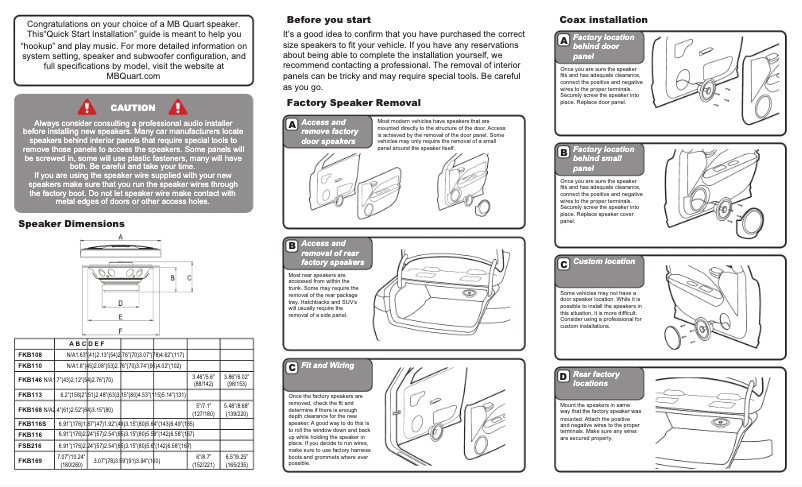 Page n°1 - Manuel utilisateur MB Quart FKB110