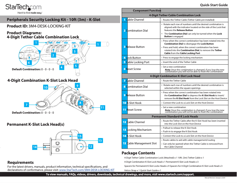 Image de la première page du manuel de l'appareil 3M4-DESK-LOCKING-KIT