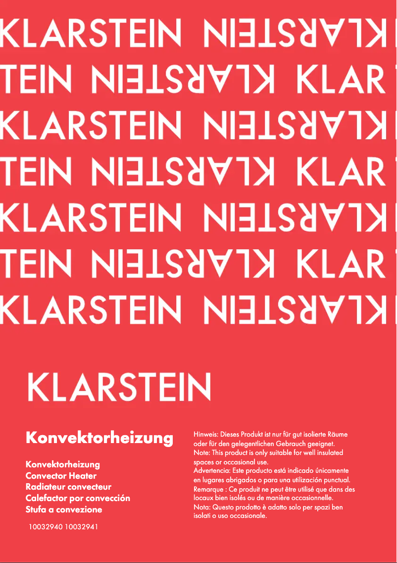 Page 1 de la notice Manuel utilisateur Klarstein 10032940