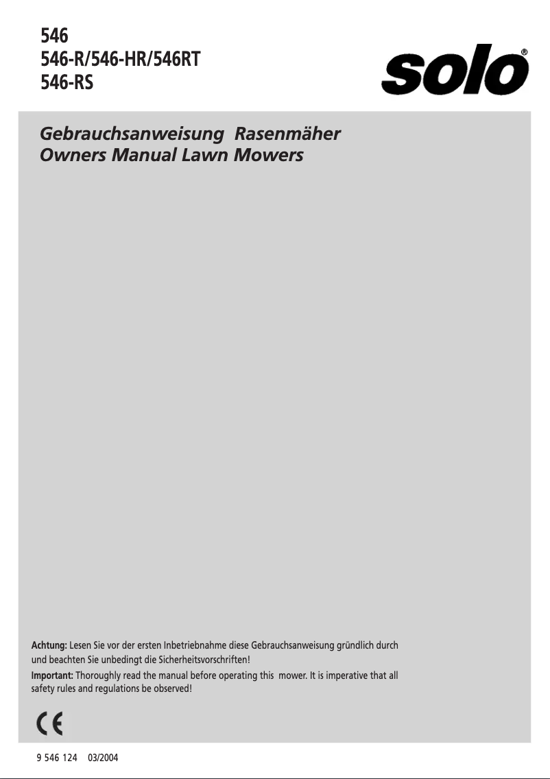 Page 1 de la notice Manuel utilisateur Solo 546-RT
