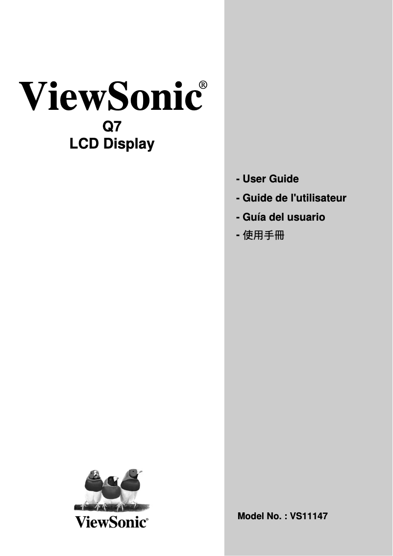 Page 1 de la notice Manuel utilisateur Viewsonic Optiquest Q7b