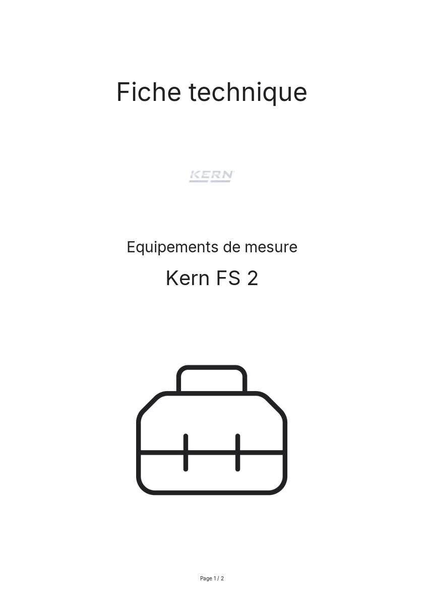Page n°1 - Fiche technique Kern FS 2