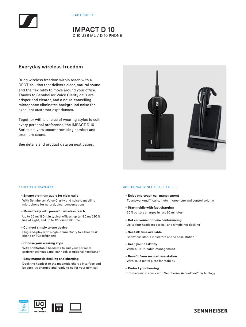 Page n°1 - Fiche technique Sennheiser D 10 USB