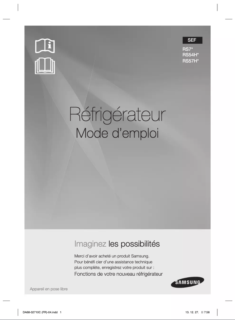 Page 1 de la notice Manuel utilisateur Samsung RS7567THCWW