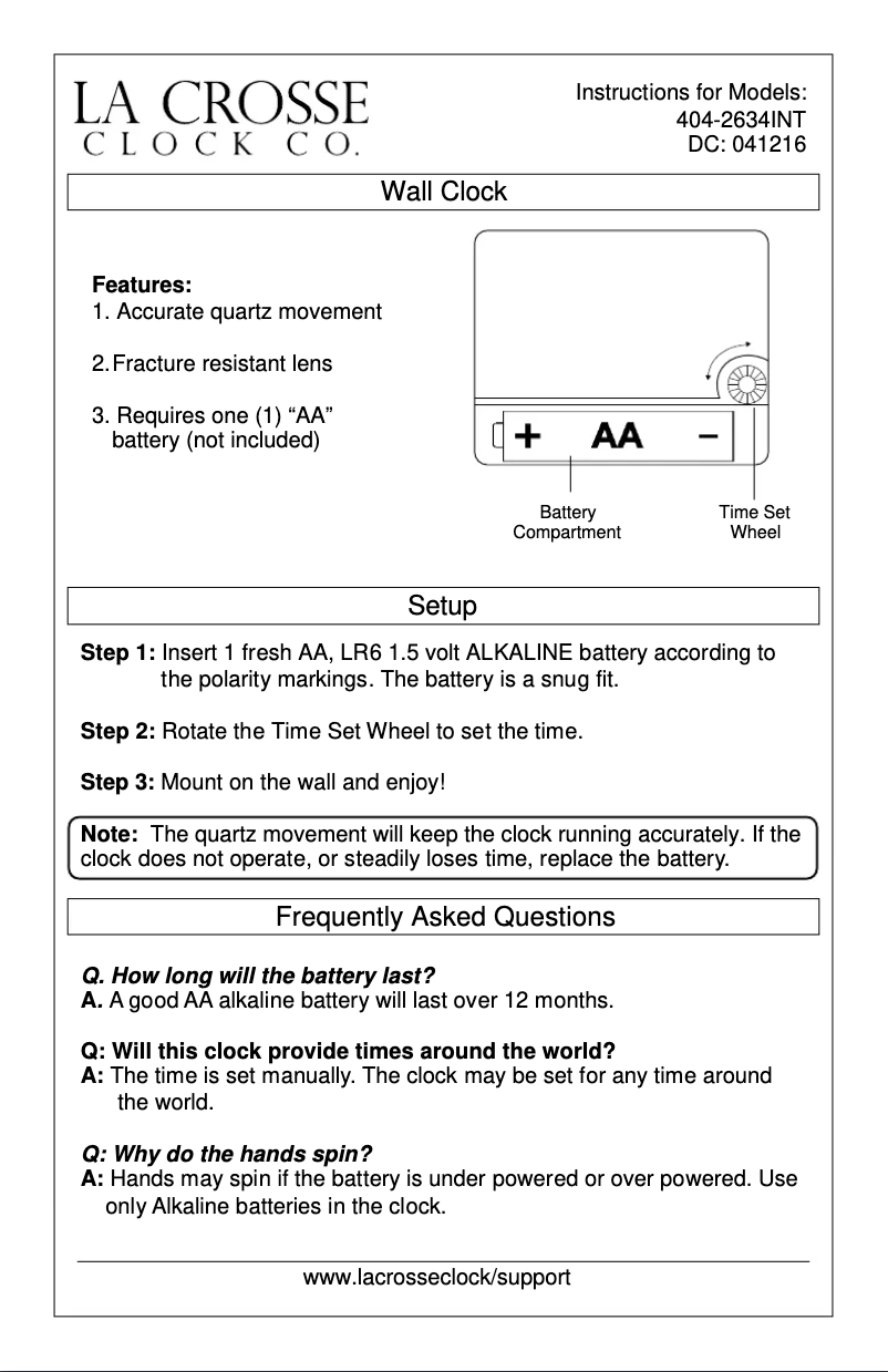 Page n°1 - Manuel utilisateur La Crosse Technology 404-2634