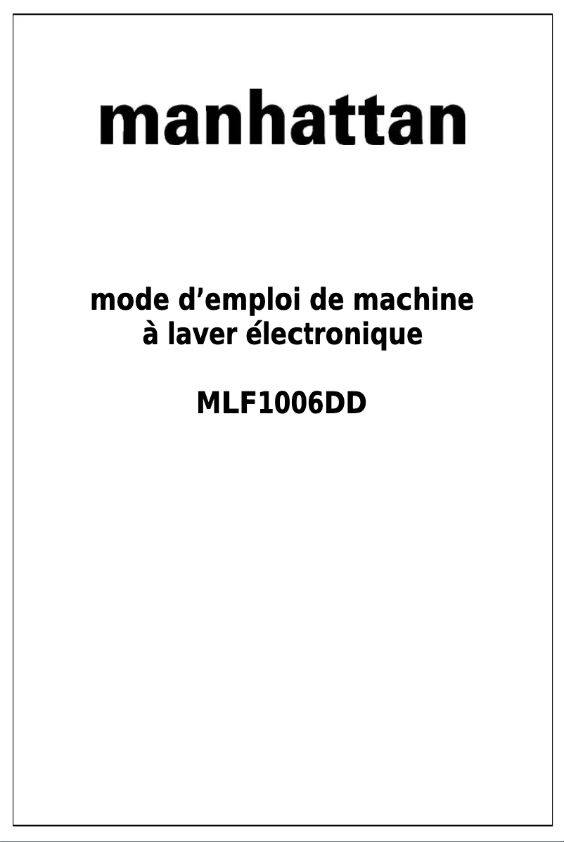 Page 1 de la notice Manuel utilisateur Manhattan MLF1006DD