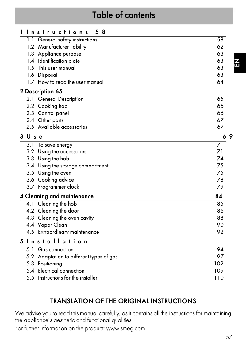 Page n°1 - Fiche technique Smeg TR90BL9