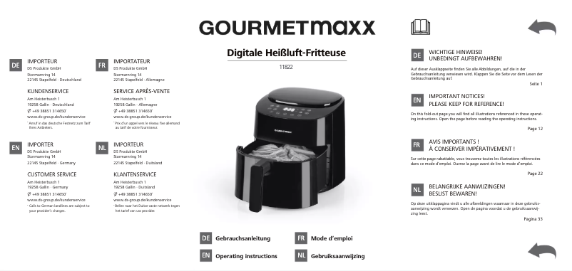 Page n°1 - Manuel utilisateur Gourmetmaxx 11822