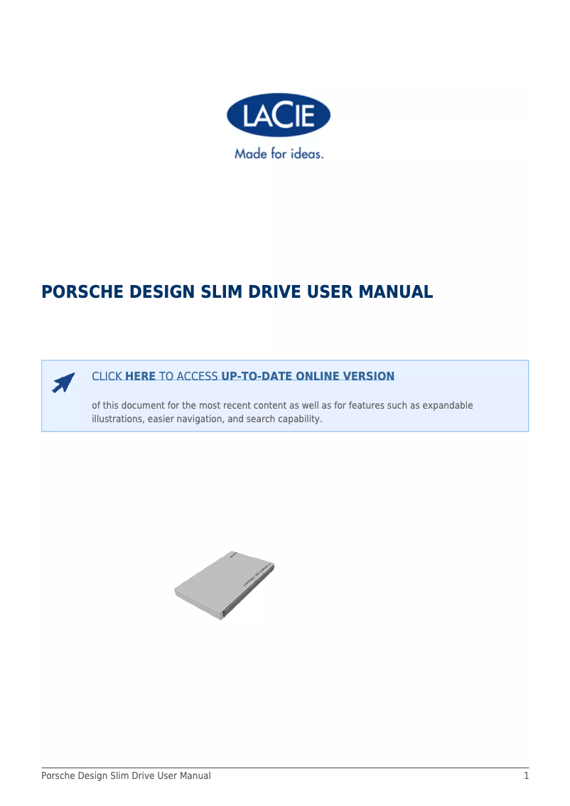 Page 1 de la notice Manuel utilisateur Seagate Porsche