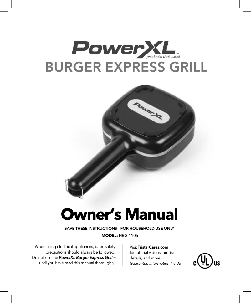 Image de la première page du manuel de l'appareil Burger Express Grill HRG 1105