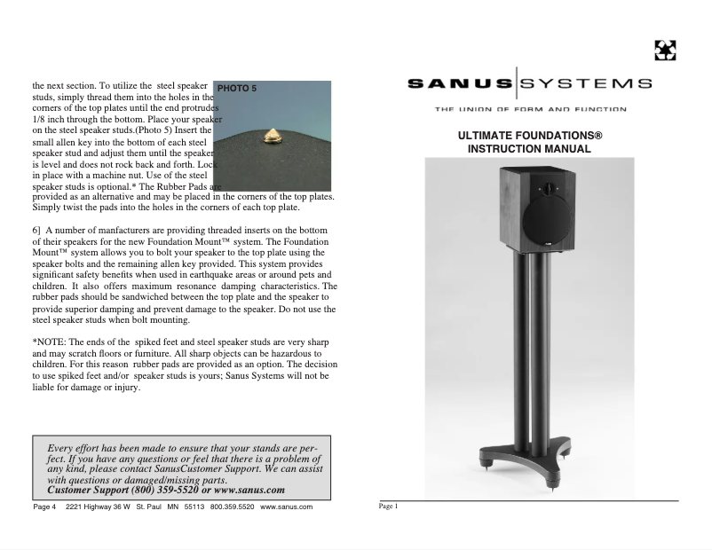 Page 1 de la notice Manuel utilisateur Sanus UF30