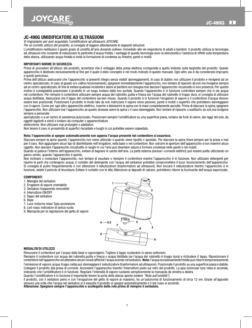 Image de la première page du manuel de l'appareil JC-490G