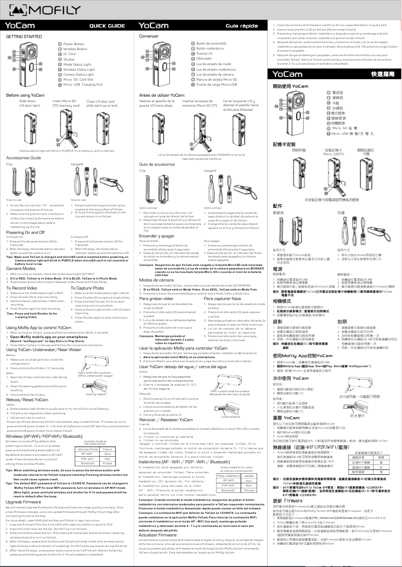 Page 1 de la notice Manuel utilisateur Mofily YoCam