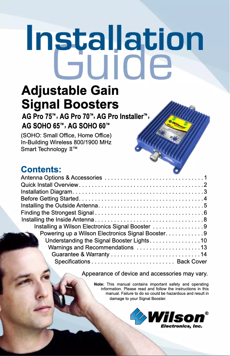 Image de la première page du manuel de l'appareil AG Pro 70