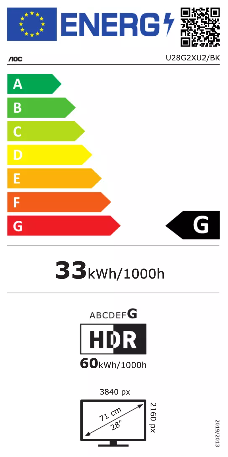 Page n°1 - Label énergétique AOC U28G2XU2
