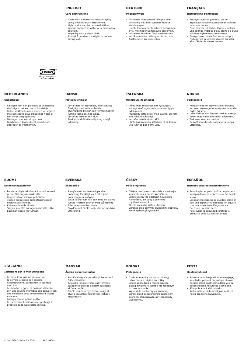 Page 1 de la notice Manuel utilisateur Ikea FRIHETEN