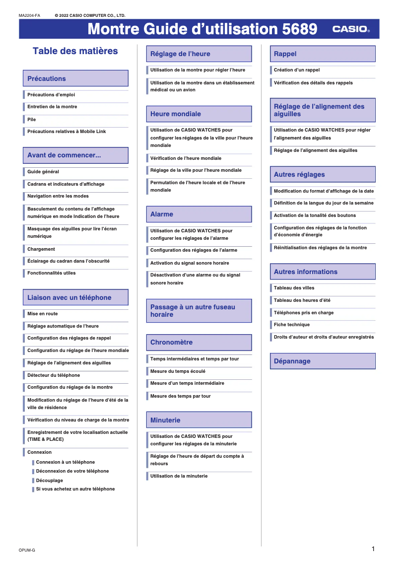 Image de la première page du manuel de l'appareil G-Shock GA-B2100